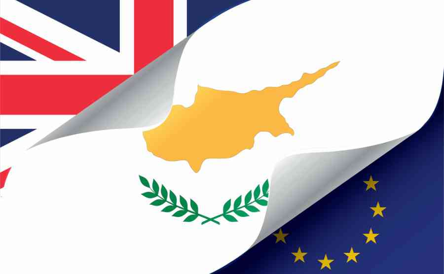 Illustrated Eu And Uk Flags With The Flag Of Cyprus